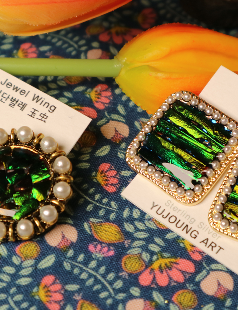 신주버니쉬 비단날개 은침 귀걸이 E